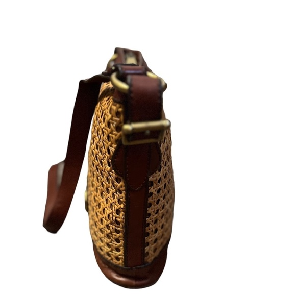Fossil‎ Vintage Reissue Cane Wicker & Leather Bucket Crossbody Bag - Picture 11 of 13